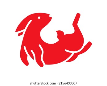 Rabbit in jump pose icon for Chinese new year vector illustration isolated