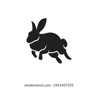 Rabbit jumped in silhouette vector illustration