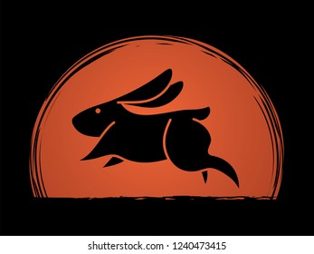 Rabbit jumping graphic vector