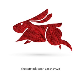 Rabbit jumping graphic vector