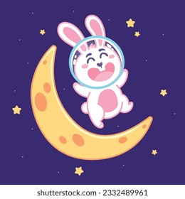 rabbit jumping on he moon