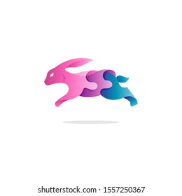 Rabbit Jumps Gradient Modern Logo Vector Icon Illustration