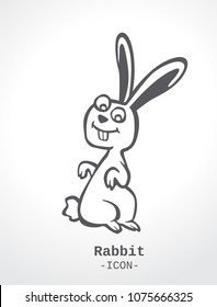 rabbit kid black white simple icon logo vector