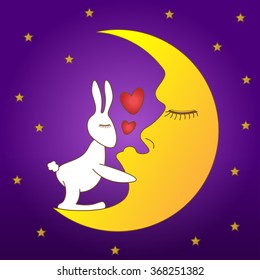 A Rabbit kiss the moon.