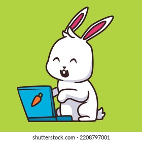 rabbit with laptop cartoon illustration