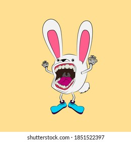 rabbit laughing out loud, streetwear or t-shirt design
