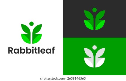 Rabbit with leaf brand mark animal logo design