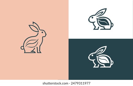Rabbit with leaf logo design combination,  vector illustration EPS10
