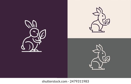 Rabbit with leaf logo design combination,  vector illustration EPS10