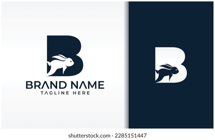 Rabbit letter B logo template