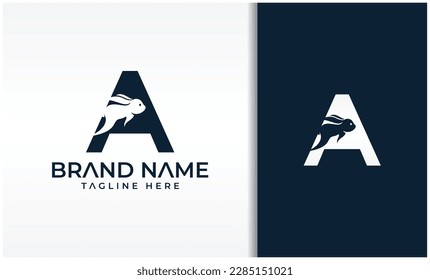 Letra de conejo Un vector de plantilla de logotipo