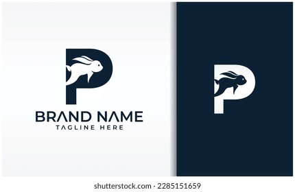 Rabbit letter P logo template