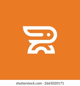 Rabbit Letter R Logo Design Vector Illustration