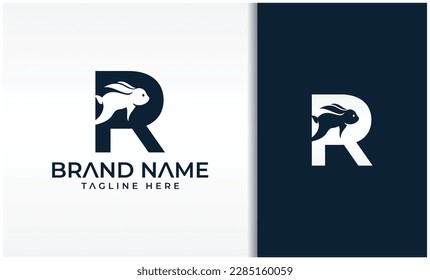 Rabbit letter R logo template