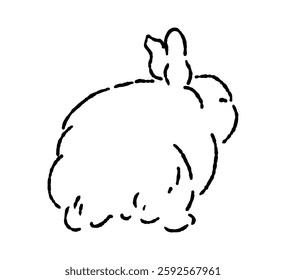 Rabbit line art. Hand-drawn ink brush vector illustration isolated on the white background. Rabbit logo in loose style