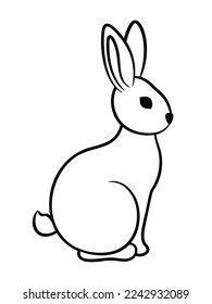 Rabbit line art icon. Cute bunny outline drawing. 2023 year symbol. Chinese New Year. Rabbit silhouette black ink stroke on white background. Year of the rabbit. Cute bunny logo spring animal sign.