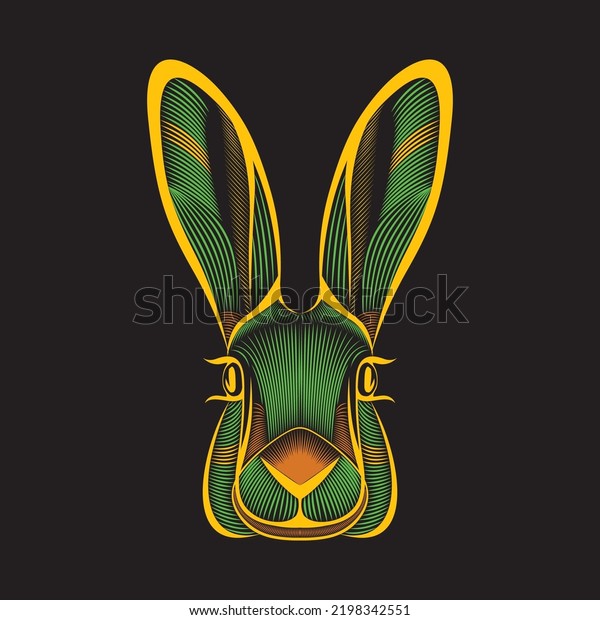 Rabbit Line Art Illustration Green Yellow Stock Vector (Royalty Free ...