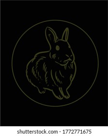 ilustración de línea de conejo en pasos vectoriales