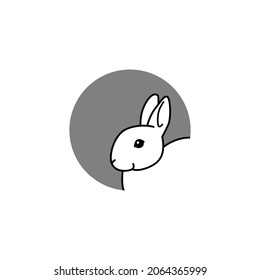 rabbit line art logo design. sign design. Logo Concept. Isolated on white background