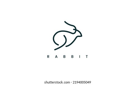 Rabbit Line Art Logo Design. Usable for Business and Company Branding Logos. Flat Vector Logo Design Template Element.