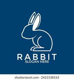 Rabbit Line art logo, Rabbit logo template vector icon symbol illustration