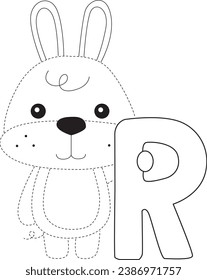 rabbit line art practice drawing for children