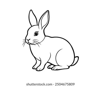 Silueta de arte de línea de conejo Ilustración vectorial Fondo blanco