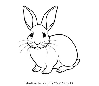 rabbit line art silhouette vector illustration white background
