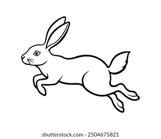 rabbit line art silhouette vector illustration white background