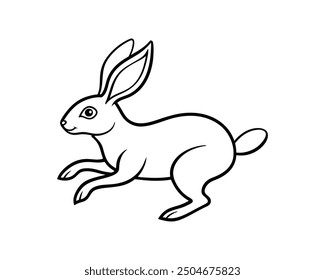 Silueta de arte de línea de conejo Ilustración vectorial Fondo blanco