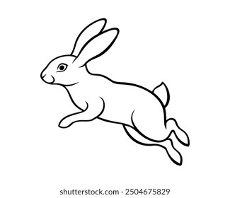 Silueta de arte de línea de conejo Ilustración vectorial Fondo blanco
