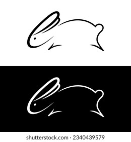 Rabbit Line Art Simple Logo Design