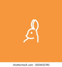 Rabbit Line Art. Simple Minimalist Logo Design Inspiration. Vector Illustration.