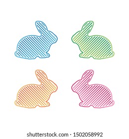 Rabbit Line Art Style Vector. Rabbit Icon Vector. Line Art Vector