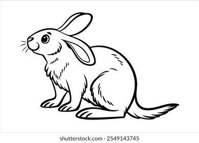 Ilustración vectorial de arte de línea de conejo