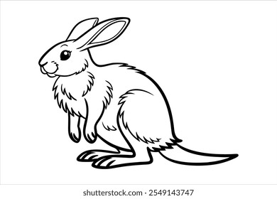 Rabbit Line Art Vector Illustration