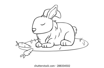 Rabbit line art vector image illustration for coloring art