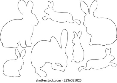 Vectores de arte de línea de conejo para sitios web, trabajos de arte relacionados con gráficos