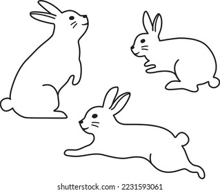 Rabbit line drawing illustration set
animal illustration