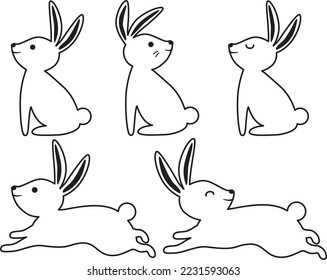 Rabbit line drawing illustration set
animal illustration