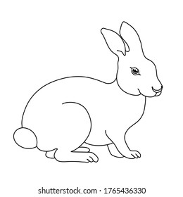 Rabbit line drawing. Minimalistic style for logo, icons, emblems, template, badges. Isolated on white background.