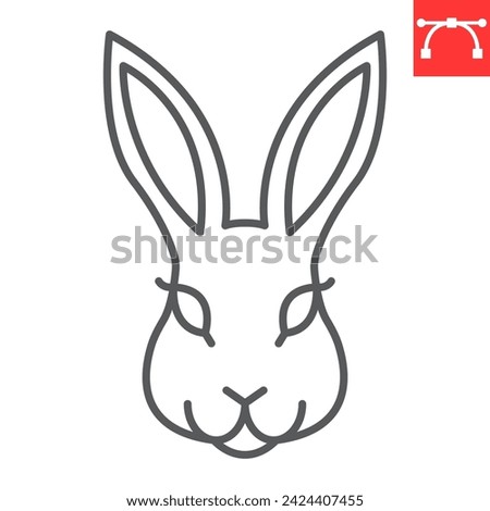 Rabbit line icon, Easter and animal, bunny face vector icon, vector graphics, editable stroke outline sign, eps 10.