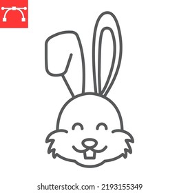 Rabbit line icon, new year and easter, bunny vector icon, vector graphics, editable stroke outline sign, eps 10.