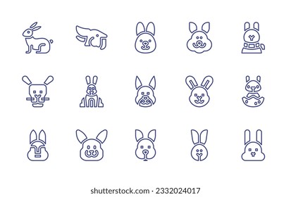 Rabbit line icon set. Editable stroke. Vector illustration. Containing rabbit, easter bunny.