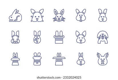Rabbit line icon set. Editable stroke. Vector illustration. Containing rabbit, bunny, magic hat.