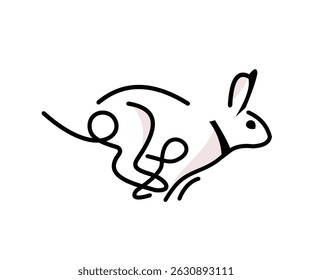 rabbit line logo, rabbit animal silhouette design