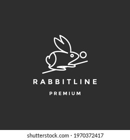 rabbit line logo vector icon illustration on a black background