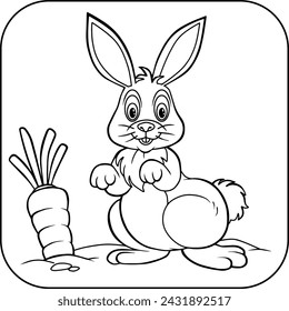 rabbit line vector illustration isolated on white background