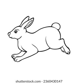 rabbit line vector illustration,isolated on white background,top view