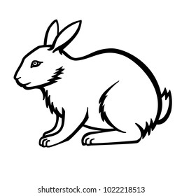 Rabbit. Linear drawing of a bunny. 
Rabbit - small, fluffy, cute pet. Easter bunny. Template for coloring.
Vector illustration. Outline. 
hand drawing